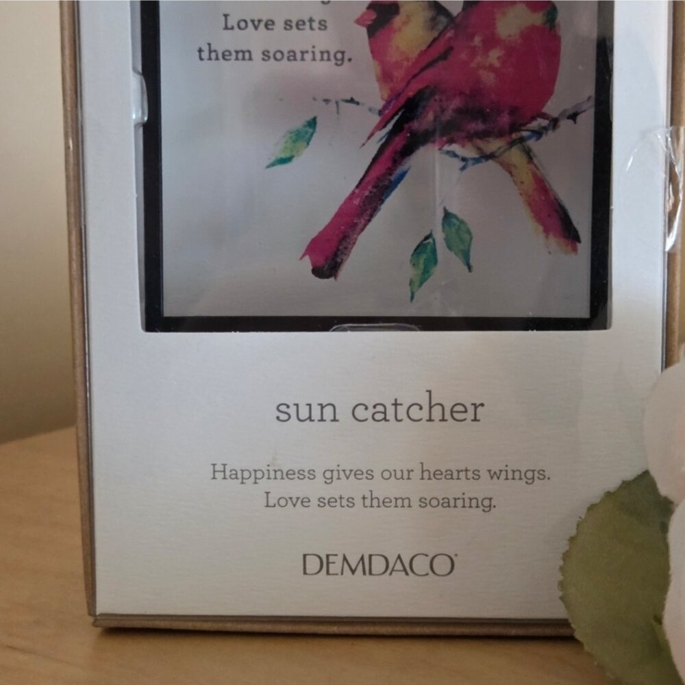 NWT DEMDACO Red Cardinal Iron and Glass Square Suncatcher - Picture 8 of 10